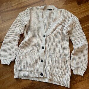 American eagle beige knit grandpa cardigan with pockets